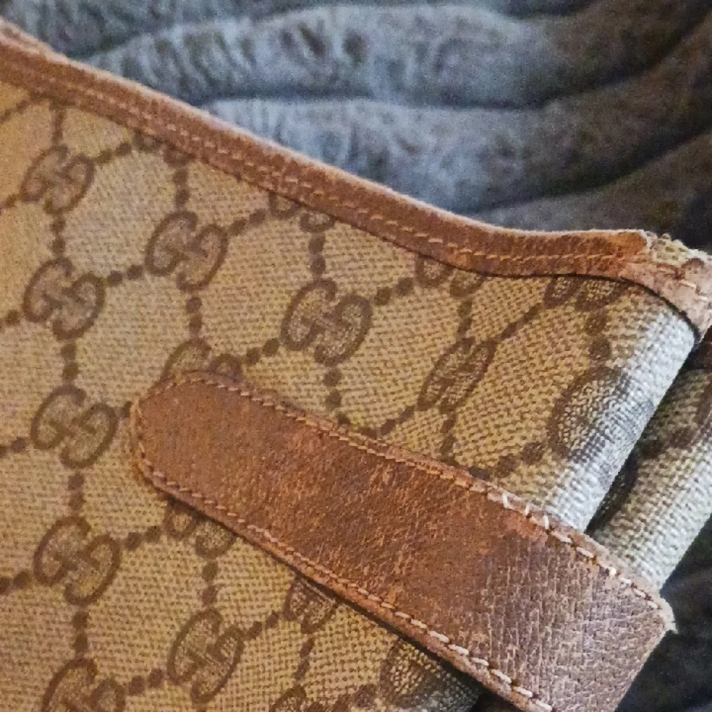 Gucci Supreme Coated Canvas Vintage Large Beige & Brown Laptop Tote Bag REHAB - Picture 10 of 11